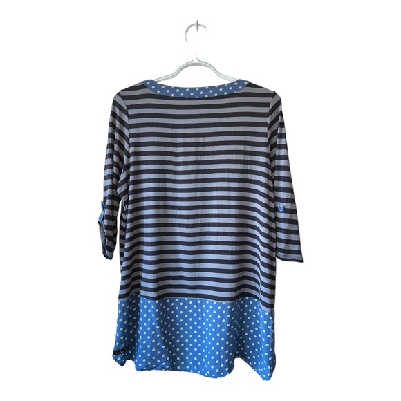 MATILDA JANE | Let’s Get Lost Top with Roll Tab Sleeves Stripes and polka dots - Picture 3 of 8